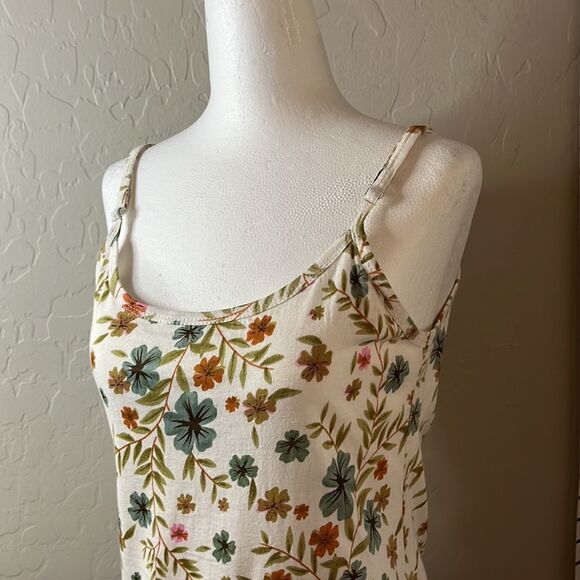 Divine Diva floral print sleeveless top adjustable straps blues & greens SZ S - Picture 2 of 9